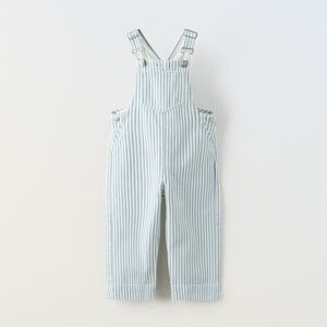 ZARA KIDS STRIPED TWILL DUNGAREES